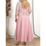 Women's Plus Size Semi Formal Dress Pure Color Crew Neck Half Sleeve Summer Spring Elegant Midi Dress Formal Party Dress 2025