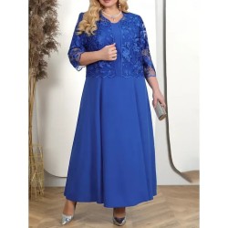 Women's Plus Size Semi Formal Dress Pure Color Crew Neck Half Sleeve Summer Spring Elegant Midi Dress Formal Party Dress 2025
