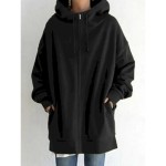 Women's Hoodie Jacket Warm Breathable Zipper Pocket Casual Plain Vacation Street Daily Wear Going out Zipper Long Hoodie Regular Fit Long Sleeve Outer