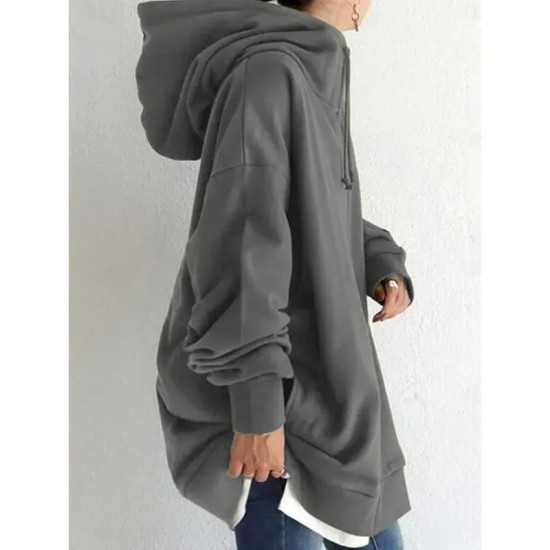 Women's Hoodie Jacket Warm Breathable Zipper Pocket Casual Plain Vacation Street Daily Wear Going out Zipper Long Hoodie Regular Fit Long Sleeve Outer