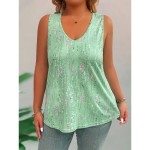 Women's Plus Size Tank Tops Graphic Abstract Sleeveless V Neck Casual Daily Knit Summer Yellow Pink 2025