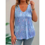 Women's Plus Size Tank Tops Graphic Abstract Sleeveless V Neck Casual Daily Knit Summer Yellow Pink 2025