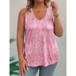 Women's Plus Size Tank Tops Graphic Abstract Sleeveless V Neck Casual Daily Knit Summer Yellow Pink 2025