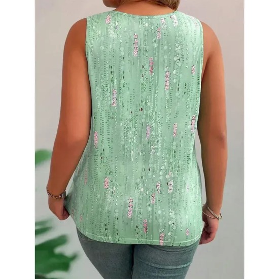 Women's Plus Size Tank Tops Graphic Abstract Sleeveless V Neck Casual Daily Knit Summer Yellow Pink 2025
