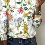 Women's T shirt Crew Neck Long Sleeve Tunic Floral Casual  Regular Tops Daily Print Pearl Spring Fall 2025