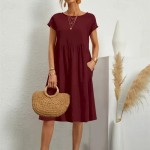Women's Long Dress Maxi Dress Linen-Inspired Dresses Casual Dress Cotton Linen Dress A Line Dress Stylish Casual Vacation Daily Date Regular Fit Plain
