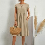 Women's Long Dress Maxi Dress Linen-Inspired Dresses Casual Dress Cotton Linen Dress A Line Dress Stylish Casual Vacation Daily Date Regular Fit Plain