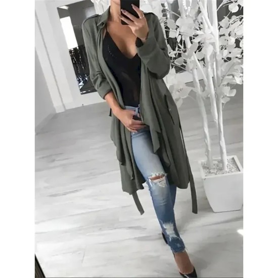 Women's Casual Jacket Outdoor Street Daily Wear Fall Winter Long Coat Regular Fit Thermal Warm Breathable Stylish Casual Jacket Long Sleeve Solid Colo