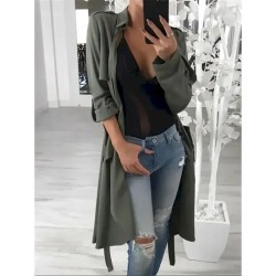 Women's Casual Jacket Outdoor Street Daily Wear Fall Winter Long Coat Regular Fit Thermal Warm Breathable Stylish Casual Jacket Long Sleeve Solid Colo