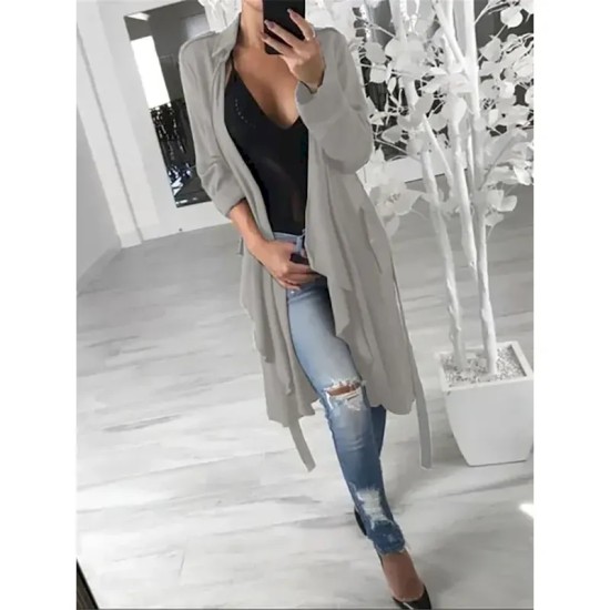 Women's Casual Jacket Outdoor Street Daily Wear Fall Winter Long Coat Regular Fit Thermal Warm Breathable Stylish Casual Jacket Long Sleeve Solid Colo