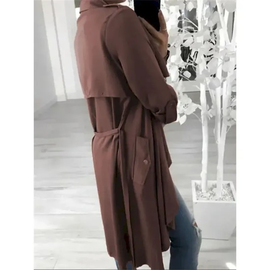 Women's Casual Jacket Outdoor Street Daily Wear Fall Winter Long Coat Regular Fit Thermal Warm Breathable Stylish Casual Jacket Long Sleeve Solid Colo