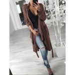 Women's Casual Jacket Outdoor Street Daily Wear Fall Winter Long Coat Regular Fit Thermal Warm Breathable Stylish Casual Jacket Long Sleeve Solid Colo