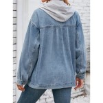 Women's Hoodie Jacket Denim Jacket Outdoor Street Daily Wear Fall Winter Regular Coat Regular Fit Thermal Warm Breathable Stylish Casual Jacket Long S