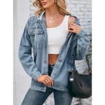 Women's Hoodie Jacket Denim Jacket Outdoor Street Daily Wear Fall Winter Regular Coat Regular Fit Thermal Warm Breathable Stylish Casual Jacket Long S