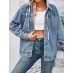 Women's Hoodie Jacket Denim Jacket Outdoor Street Daily Wear Fall Winter Regular Coat Regular Fit Thermal Warm Breathable Stylish Casual Jacket Long S