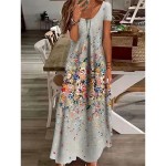 Women's Maxi Dress Casual Dress Shift Dress Elegant Vacation Casual Outdoor Daily Regular Fit Floral Short Sleeve V Neck Green Gray Summer Spring 2025