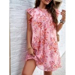 Women's Mini Dress Casual Dress A Line Dress Stylish Casual Vacation Daily Regular Fit Floral Sleeveless High Neck Black Pink Red Green Summer Spring