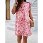 Women's Mini Dress Casual Dress A Line Dress Stylish Casual Vacation Daily Regular Fit Floral Sleeveless High Neck Black Pink Red Green Summer Spring