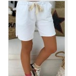 Women's Shorts Bermuda shorts Fashion Short Plain Drawstring Side Pockets Comfort Micro-elastic Vacation Beach Black White Khaki Regular Fit 2025 - US