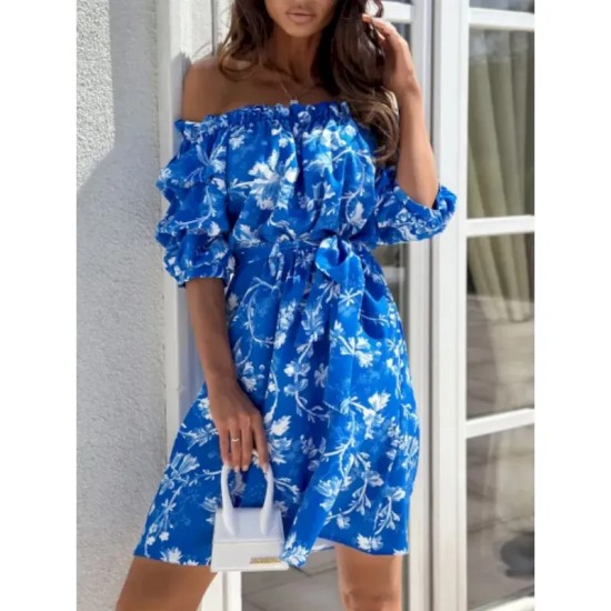 Women's Mini Dress Casual Dress A Line Dress Stylish Casual Vacation Daily Regular Fit Floral Half Sleeve Off Shoulder Red Blue Fuchsia Green Summer 2 Women's Mini Dress Casual Dress A Line Dress Stylish Casual Vacation Daily Regular Fit Floral Half Sleeve Off Shoulder Red Blue Fuchsia Green Summer 2