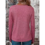 Women's T Shirt Plain Fashion Modern Casual Long Sleeve V Neck Regular Tops Daily Weekend Black Fuchsia Khaki Spring Fall 2025