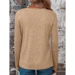 Women's T Shirt Plain Fashion Modern Casual Long Sleeve V Neck Regular Tops Daily Weekend Black Fuchsia Khaki Spring Fall 2025