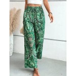Women's Wide Leg Pants Trousers Casual Daily Long Floral Wide Leg Elastic Waistband Breathability Comfortable Micro-elastic Weekend Blue Red Green Kha