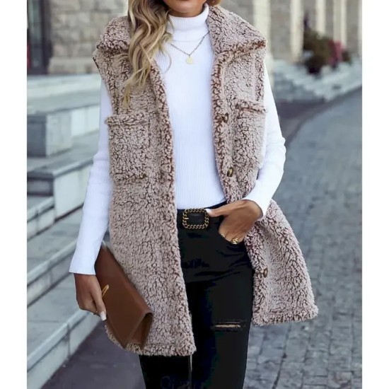 Women's Winter Coat Coat Warm Buttons Casual Street Style Solid Color Vacation Work Daily Wear Single Breasted Turndown Loose Fit Long Sleeve Outerwea