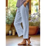 Women's Cotton Linen Pants Baggy Pants Linen Like Fashion Streetwear Full Length High Waist Graphic Lattice Printing Thermal Warm Breathable Soft Micr Women's Cotton Linen Pants Baggy Pants Linen Like Fashion Streetwear Full Length High Waist Graphic Lattice Printing Thermal Warm Breathable Soft Micr