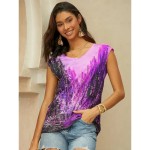 Women's Camisole Tank Top Basic Print Sleeveless Regular Tops V Neck Casual Red Blue Purple Brown Green 2025