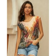 Women's Camisole Tank Top Basic Print Sleeveless Regular Tops V Neck Casual Red Blue Purple Brown Green 2025