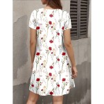 Women's Mini Dress T Shirt Dress Tee Dress A Line Dress Summer Dress Casual Daily Regular Fit Floral Graphic Short Sleeve Crewneck Red Blue Purple Sum