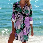 Women's Mini Dress Shirt Dress Hawaiian Shirts Flowy Vacation Beach Floral Buttons Print Long Sleeve Long Shirt Collar Casual Holiday Beach Purple Women's Mini Dress Shirt Dress Hawaiian Shirts Flowy Vacation Beach Floral Buttons Print Long Sleeve Long Shirt Collar Casual Holiday Beach Purple