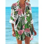Women's Mini Dress Shirt Dress Hawaiian Shirts Flowy Vacation Beach Floral Buttons Print Long Sleeve Long Shirt Collar Casual Holiday Beach Purple Women's Mini Dress Shirt Dress Hawaiian Shirts Flowy Vacation Beach Floral Buttons Print Long Sleeve Long Shirt Collar Casual Holiday Beach Purple