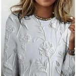 Women's 3D Print T shirt Long Sleeve Crew Neck Long Sleeve Tunic 3D Print Floral Casual Round Neck Regular Tops Weekend Print Pearl Pink Blue Purple G