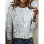 Women's 3D Print T shirt Long Sleeve Crew Neck Long Sleeve Tunic 3D Print Floral Casual Round Neck Regular Tops Weekend Print Pearl Pink Blue Purple G