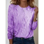 Women's 3D Print T shirt Long Sleeve Crew Neck Long Sleeve Tunic 3D Print Floral Casual Round Neck Regular Tops Weekend Print Pearl Pink Blue Purple G